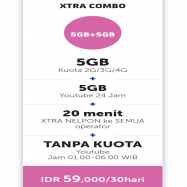 5GB + 5GB YouTube + 20mnt Tlp