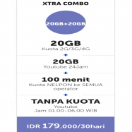 20GB + 20GB YouTube + 60mnt Tlp